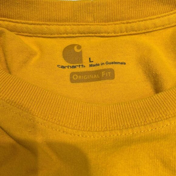 Carhartt Mens T-shirt Sz Large Yellow Gold Pocket Crew Neck Short Sleeve - Picture 6 of 6